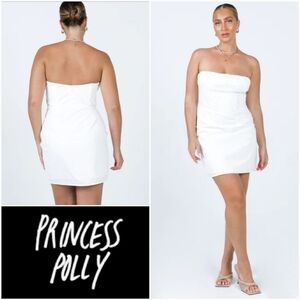 PRINCESS POLLY Ivy Corset Mini Dress White Size 4
